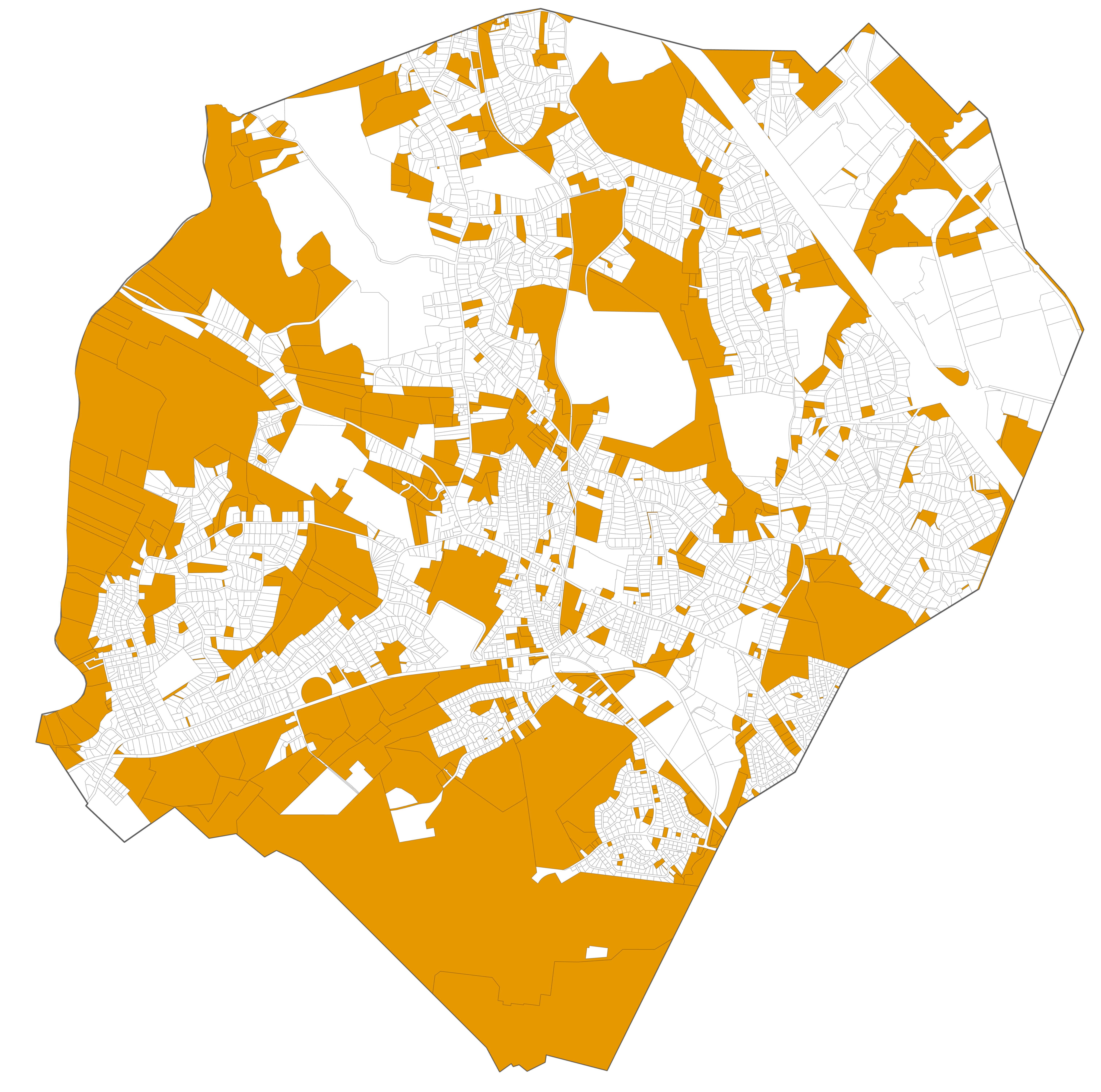 Example map identifying parcels based on low FAR values.